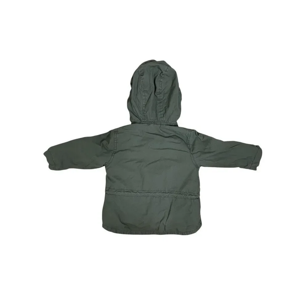 Zara Baby Green Hooded Jacket Faux Fur Size 9-12M